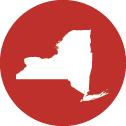 new york state outline in white over red circle
